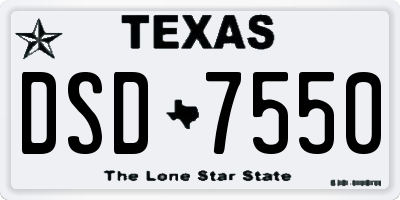 TX license plate DSD7550