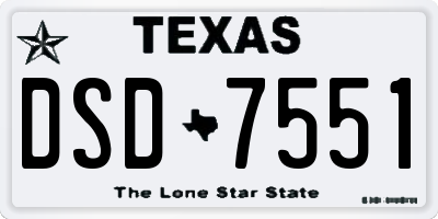 TX license plate DSD7551