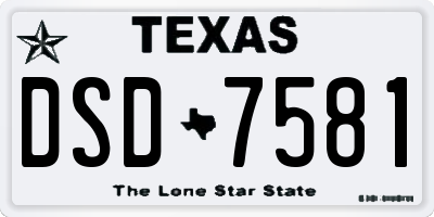 TX license plate DSD7581