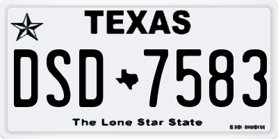 TX license plate DSD7583