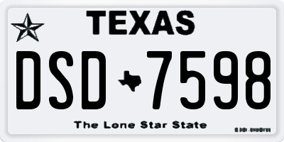 TX license plate DSD7598