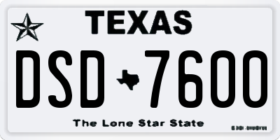TX license plate DSD7600