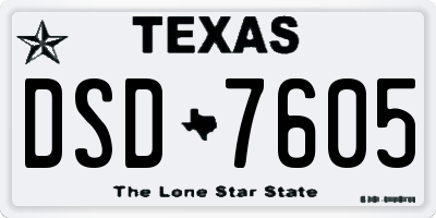 TX license plate DSD7605