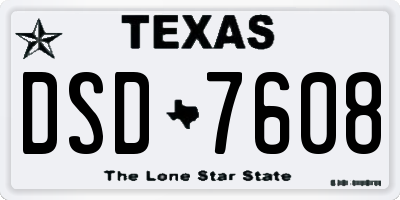 TX license plate DSD7608