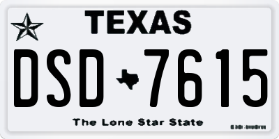 TX license plate DSD7615
