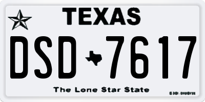 TX license plate DSD7617