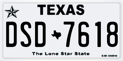 TX license plate DSD7618