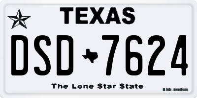 TX license plate DSD7624
