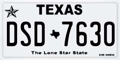 TX license plate DSD7630