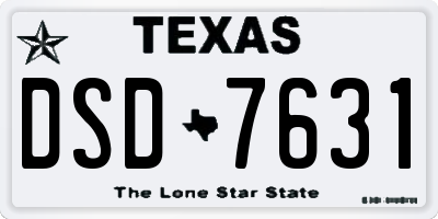 TX license plate DSD7631