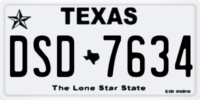 TX license plate DSD7634