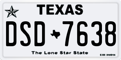 TX license plate DSD7638