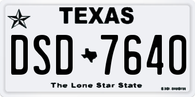 TX license plate DSD7640