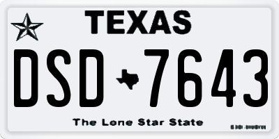 TX license plate DSD7643