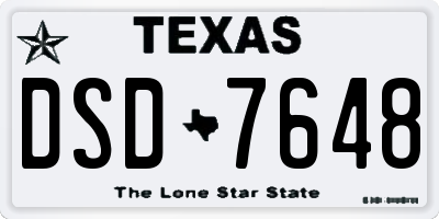 TX license plate DSD7648