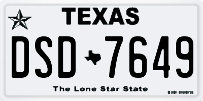 TX license plate DSD7649