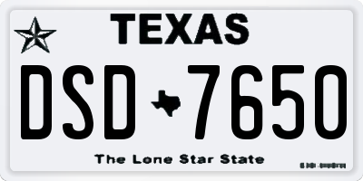 TX license plate DSD7650