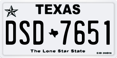 TX license plate DSD7651