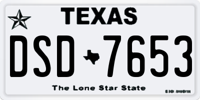 TX license plate DSD7653