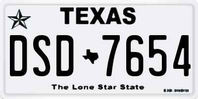 TX license plate DSD7654