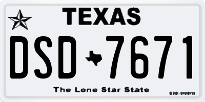 TX license plate DSD7671