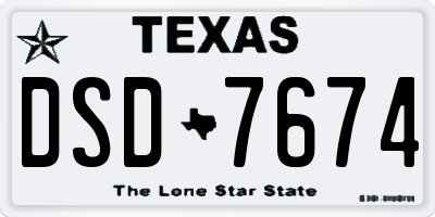 TX license plate DSD7674