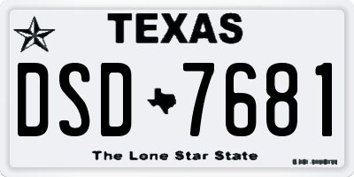 TX license plate DSD7681