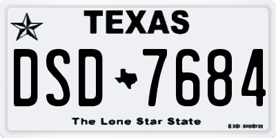 TX license plate DSD7684