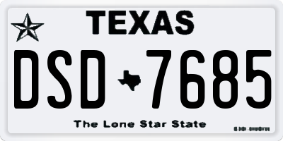TX license plate DSD7685