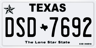 TX license plate DSD7692
