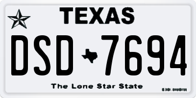 TX license plate DSD7694