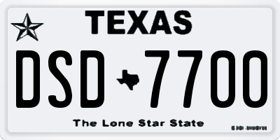 TX license plate DSD7700