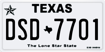 TX license plate DSD7701