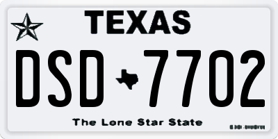 TX license plate DSD7702