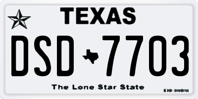TX license plate DSD7703