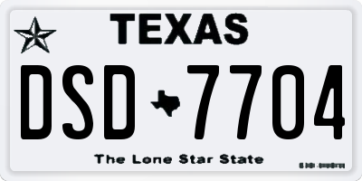 TX license plate DSD7704
