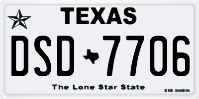 TX license plate DSD7706