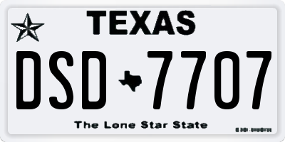 TX license plate DSD7707