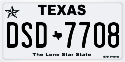 TX license plate DSD7708