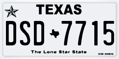 TX license plate DSD7715
