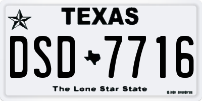 TX license plate DSD7716