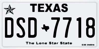 TX license plate DSD7718