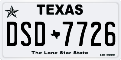 TX license plate DSD7726