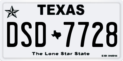 TX license plate DSD7728