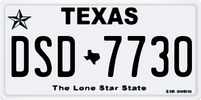 TX license plate DSD7730