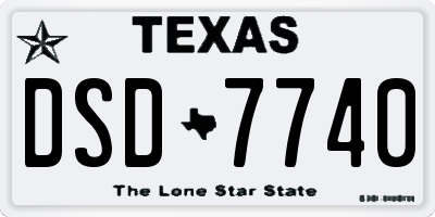 TX license plate DSD7740