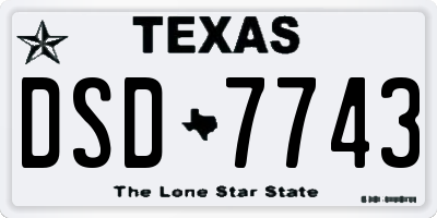 TX license plate DSD7743