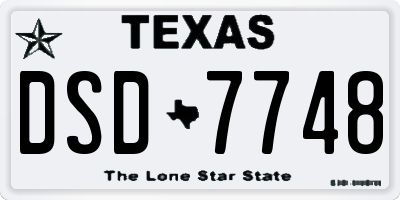 TX license plate DSD7748