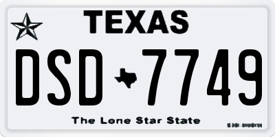 TX license plate DSD7749