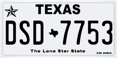 TX license plate DSD7753